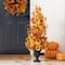 Glitzhome® 48" Fall Lighted Maple Leaf & Sunflower Urn Porch Tree with Timer